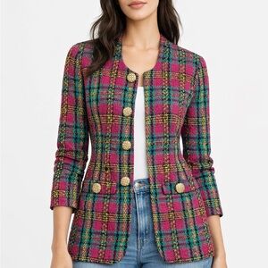 Rampage Pink & Teal Vintage Rampage Tweed Tailored Blazer